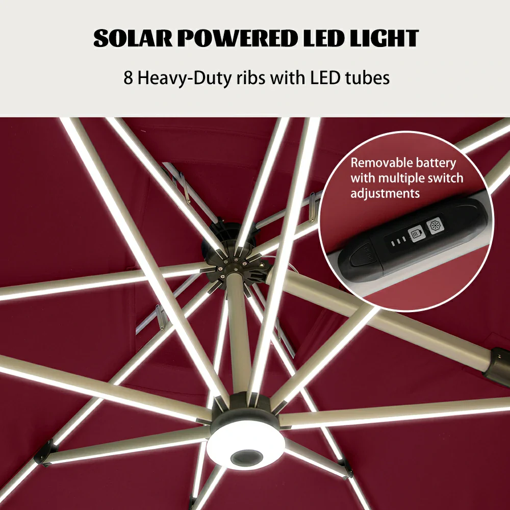 Cantilever Umbrella with Solar Lights - Rectangular - Image 16