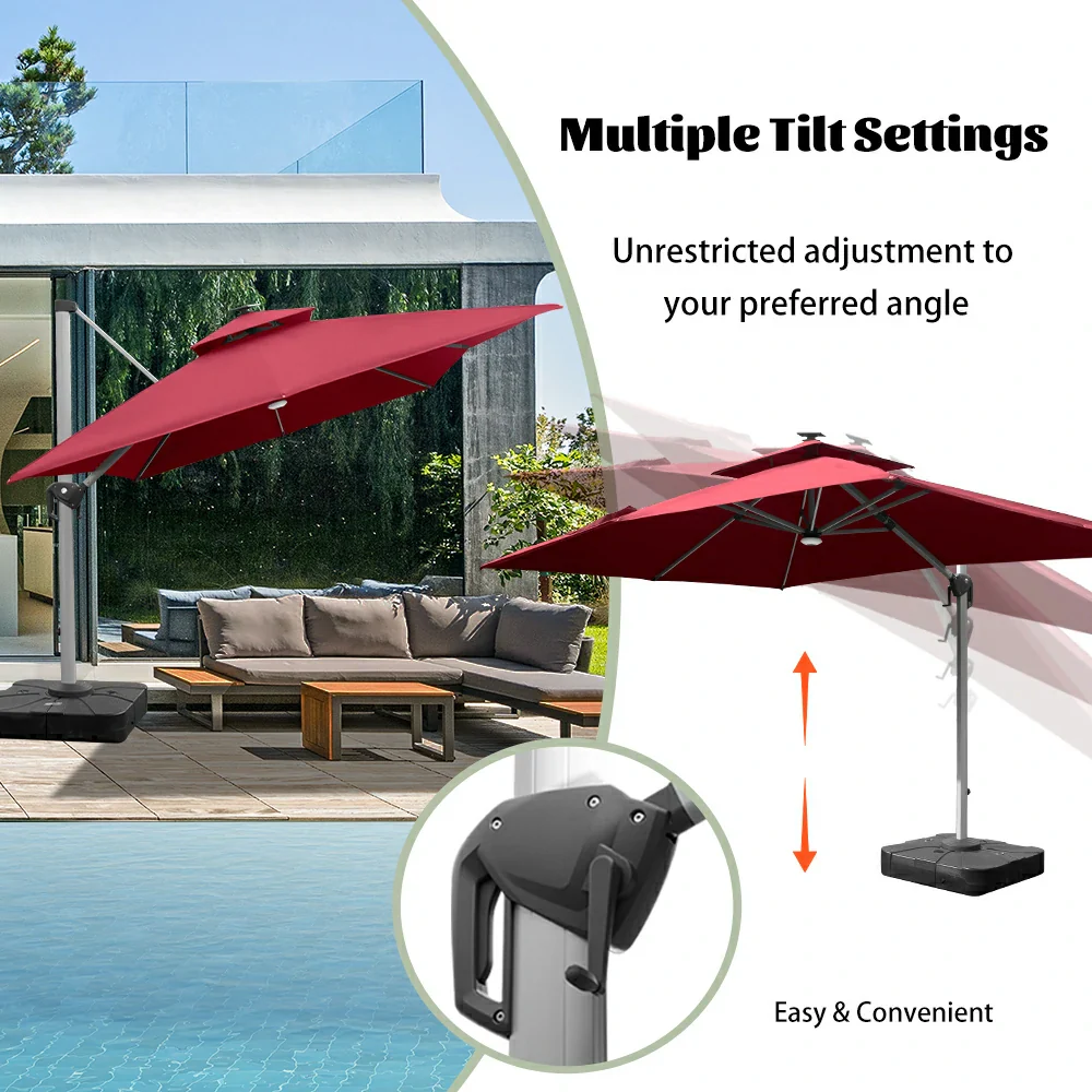 Cantilever Umbrella with Solar Lights - Rectangular - Image 18