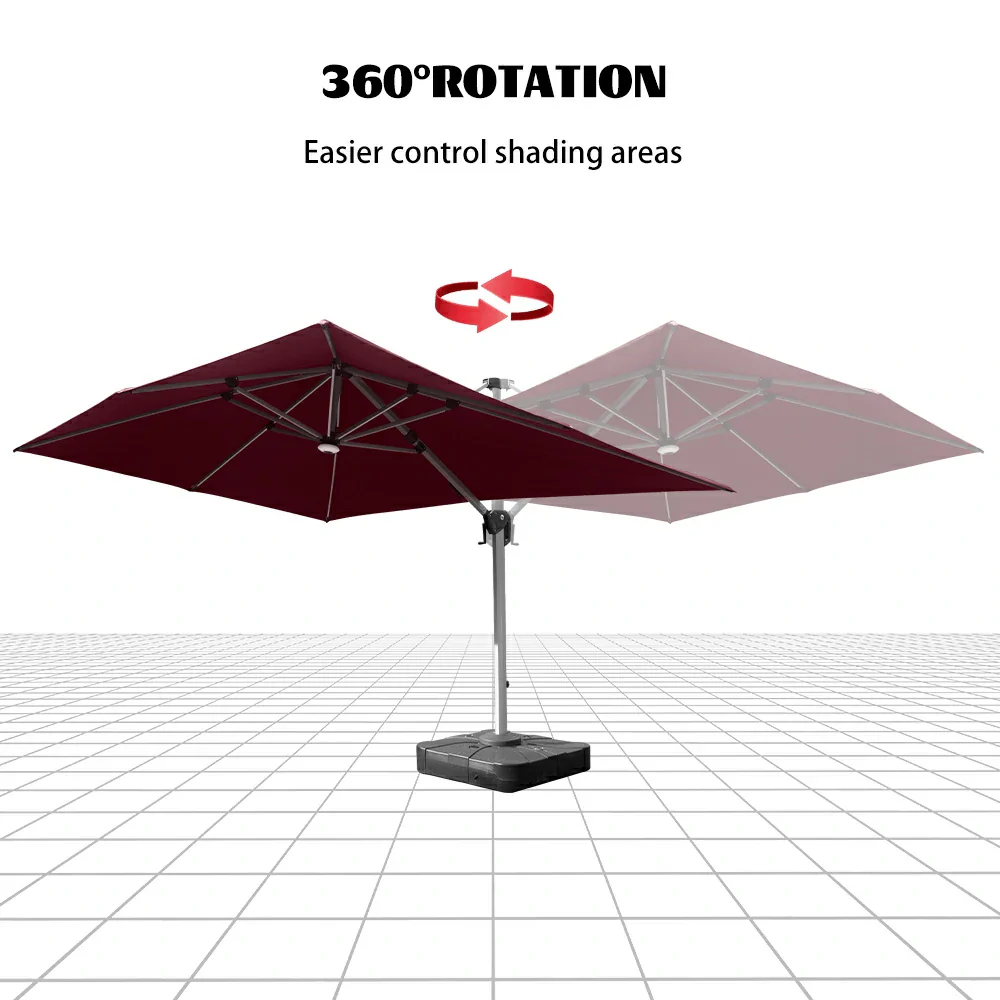 Cantilever Umbrella with Solar Lights - Rectangular - Image 19
