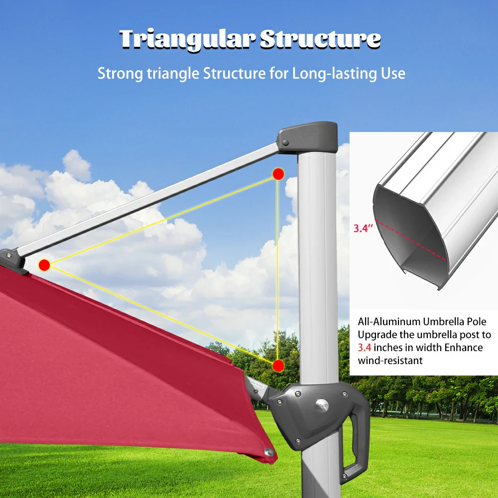 Cantilever Umbrella with Solar Lights - Rectangular - Image 21