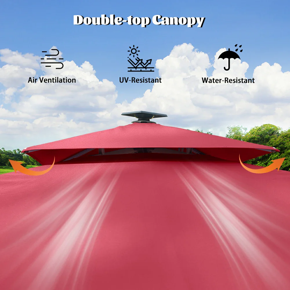 Cantilever Umbrella with Solar Lights - Rectangular - Image 22