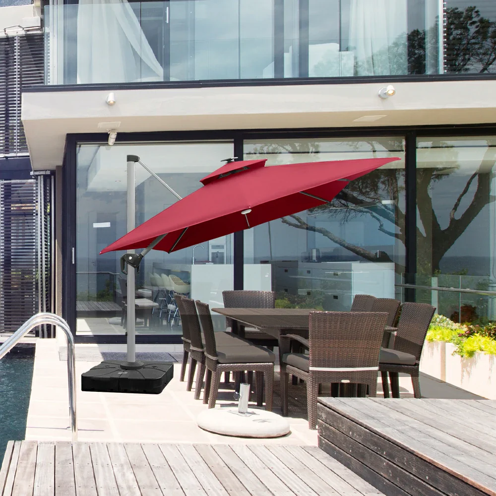 Cantilever Umbrella with Solar Lights - Rectangular - Image 23
