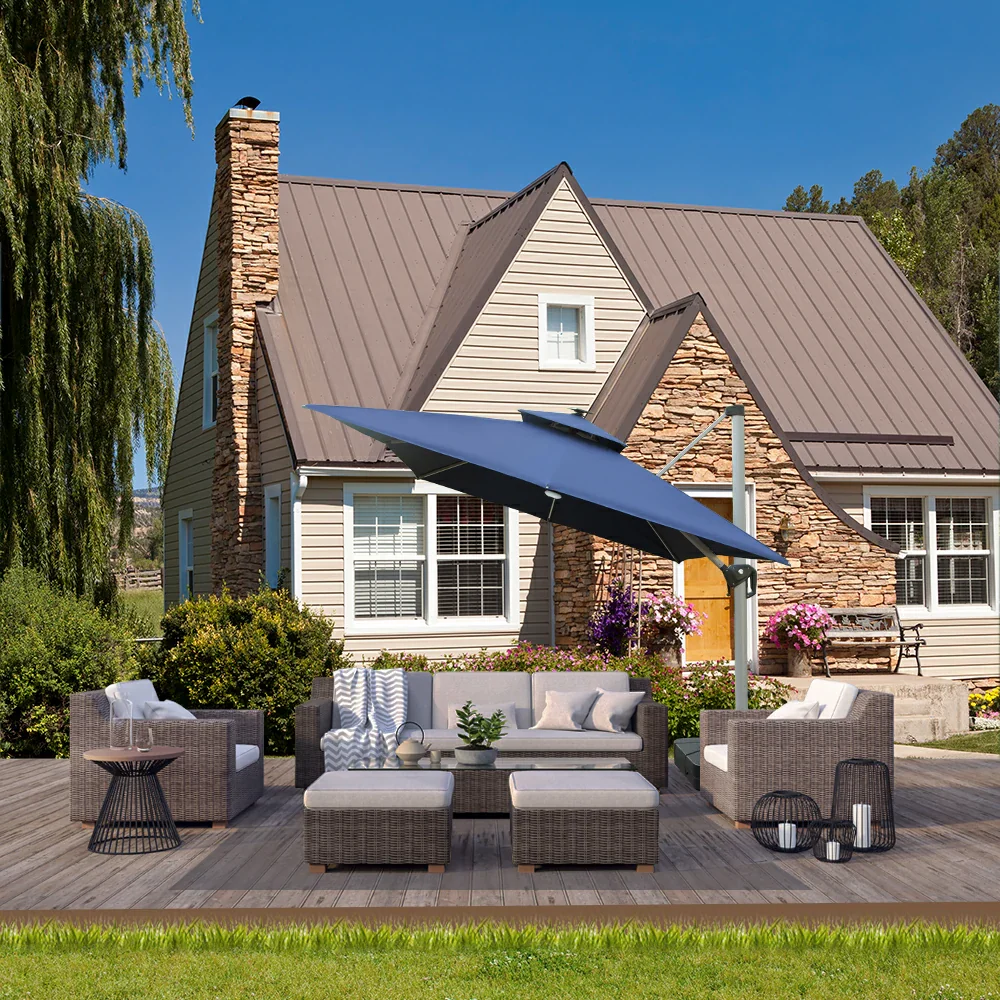 Cantilever Umbrella with Solar Lights - Rectangular - Image 24