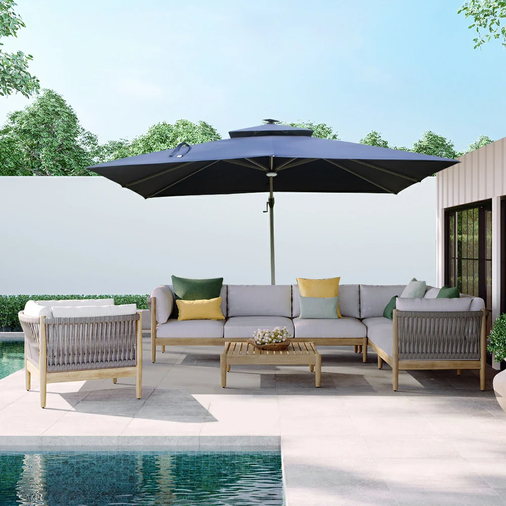 Cantilever Umbrella with Solar Lights - Rectangular - Image 25