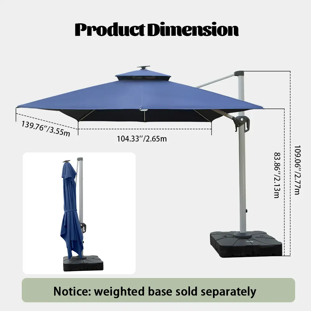 Cantilever Umbrella with Solar Lights - Rectangular - Image 26