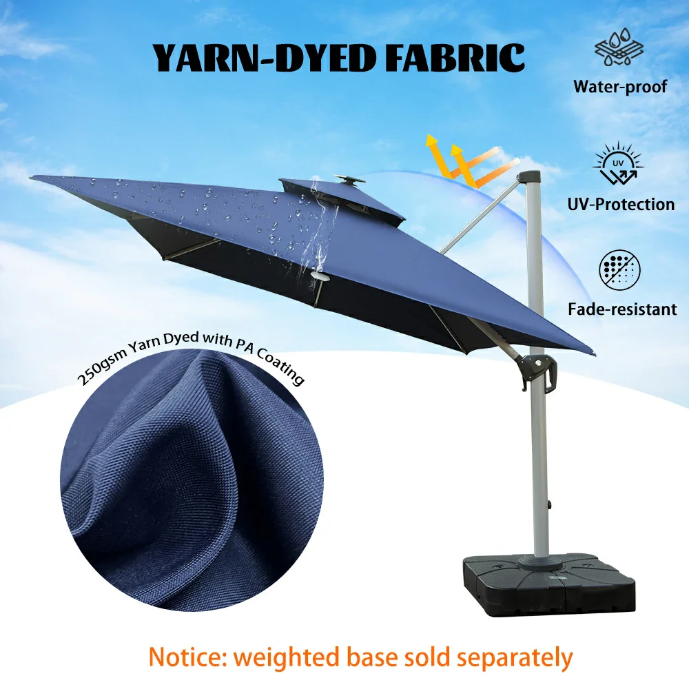 Cantilever Umbrella with Solar Lights - Rectangular - Image 27