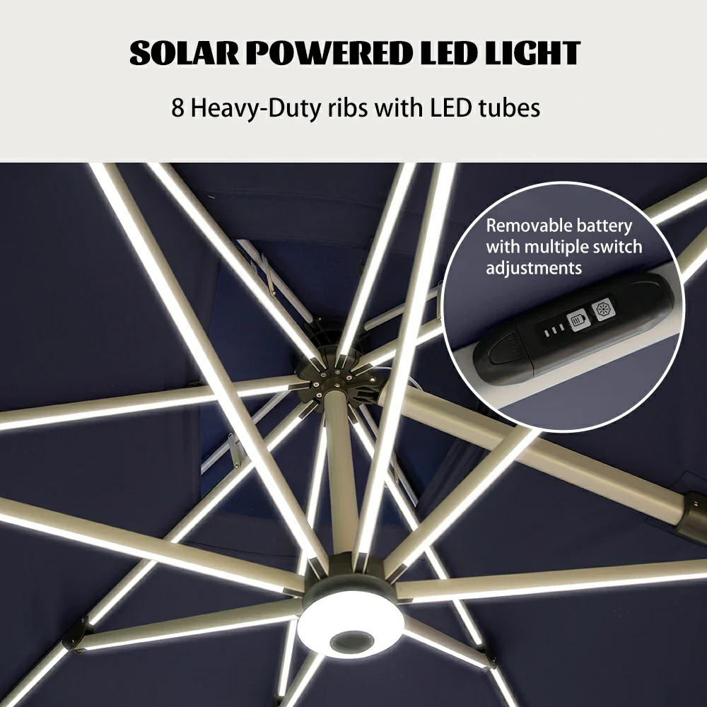 Cantilever Umbrella with Solar Lights - Rectangular - Image 28
