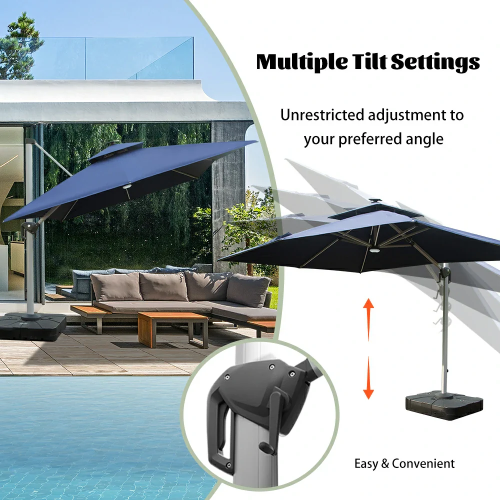 Cantilever Umbrella with Solar Lights - Rectangular - Image 30