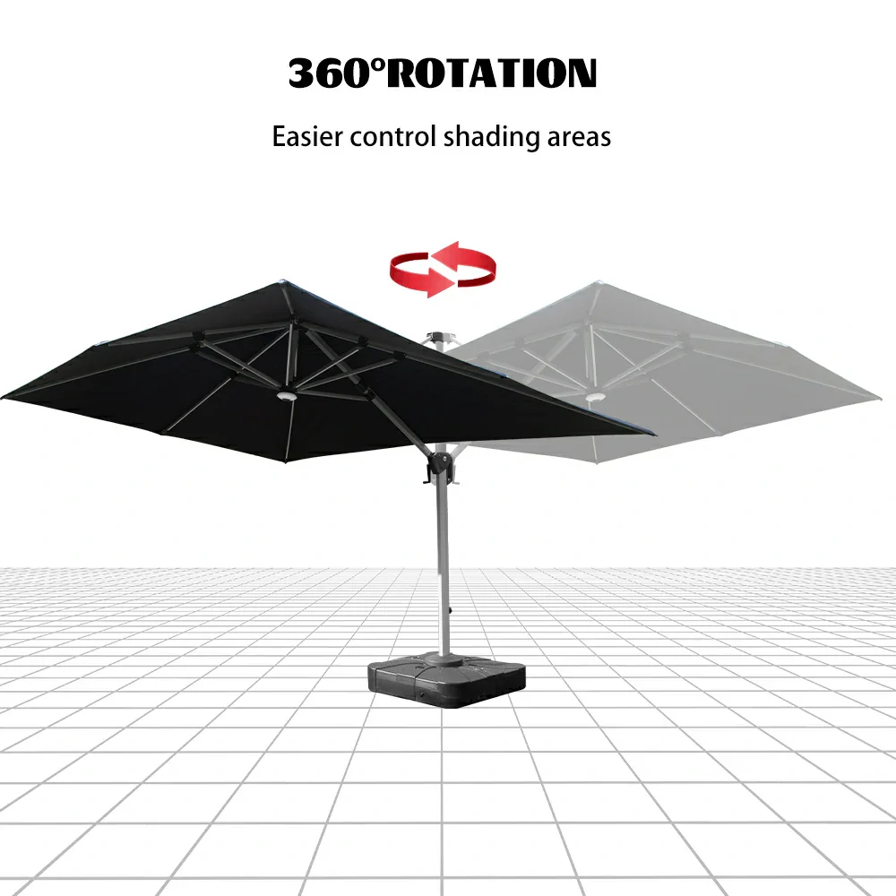 Cantilever Umbrella with Solar Lights - Rectangular - Image 31