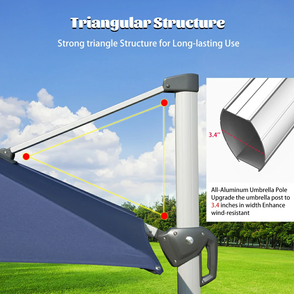 Cantilever Umbrella with Solar Lights - Rectangular - Image 33