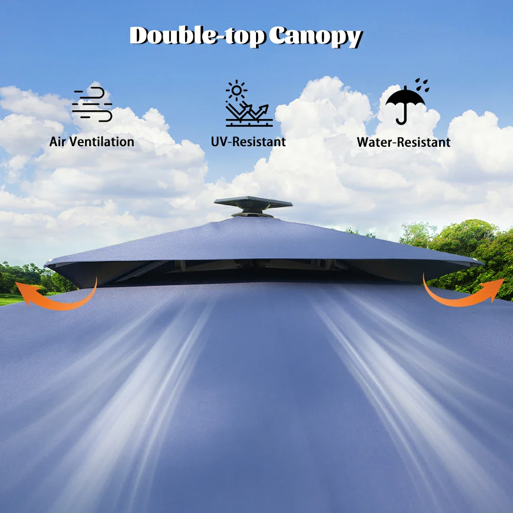 Cantilever Umbrella with Solar Lights - Rectangular - Image 34