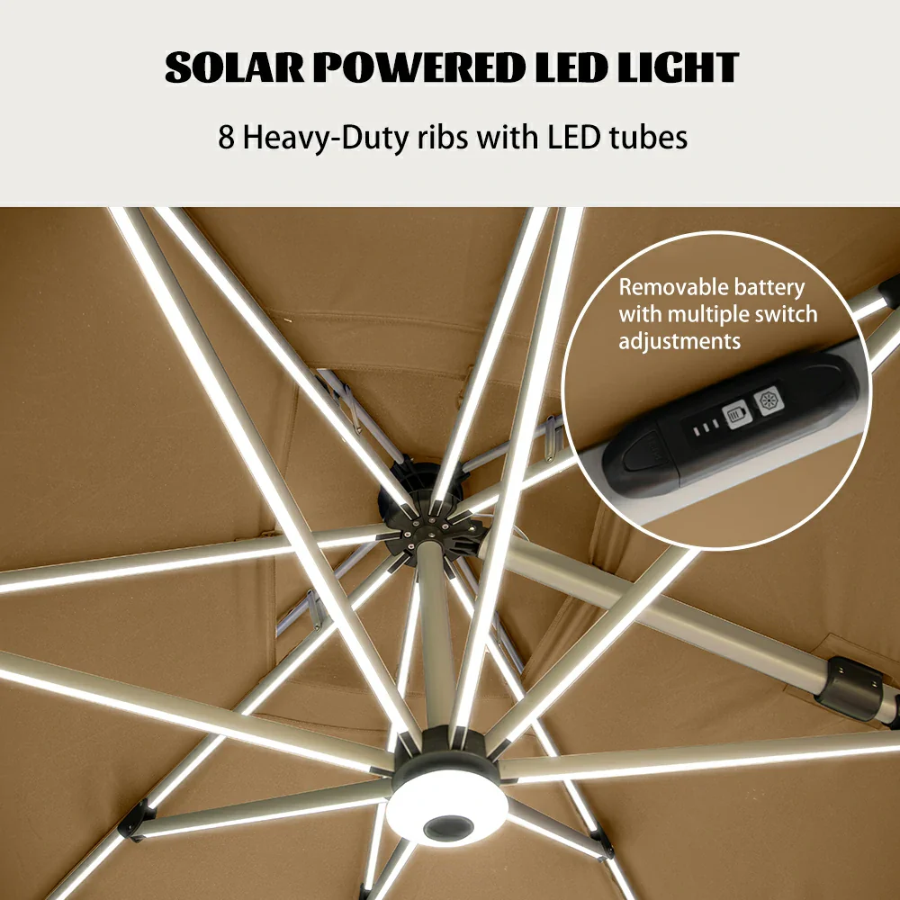 Cantilever Umbrella with Solar Lights - Rectangular - Image 5