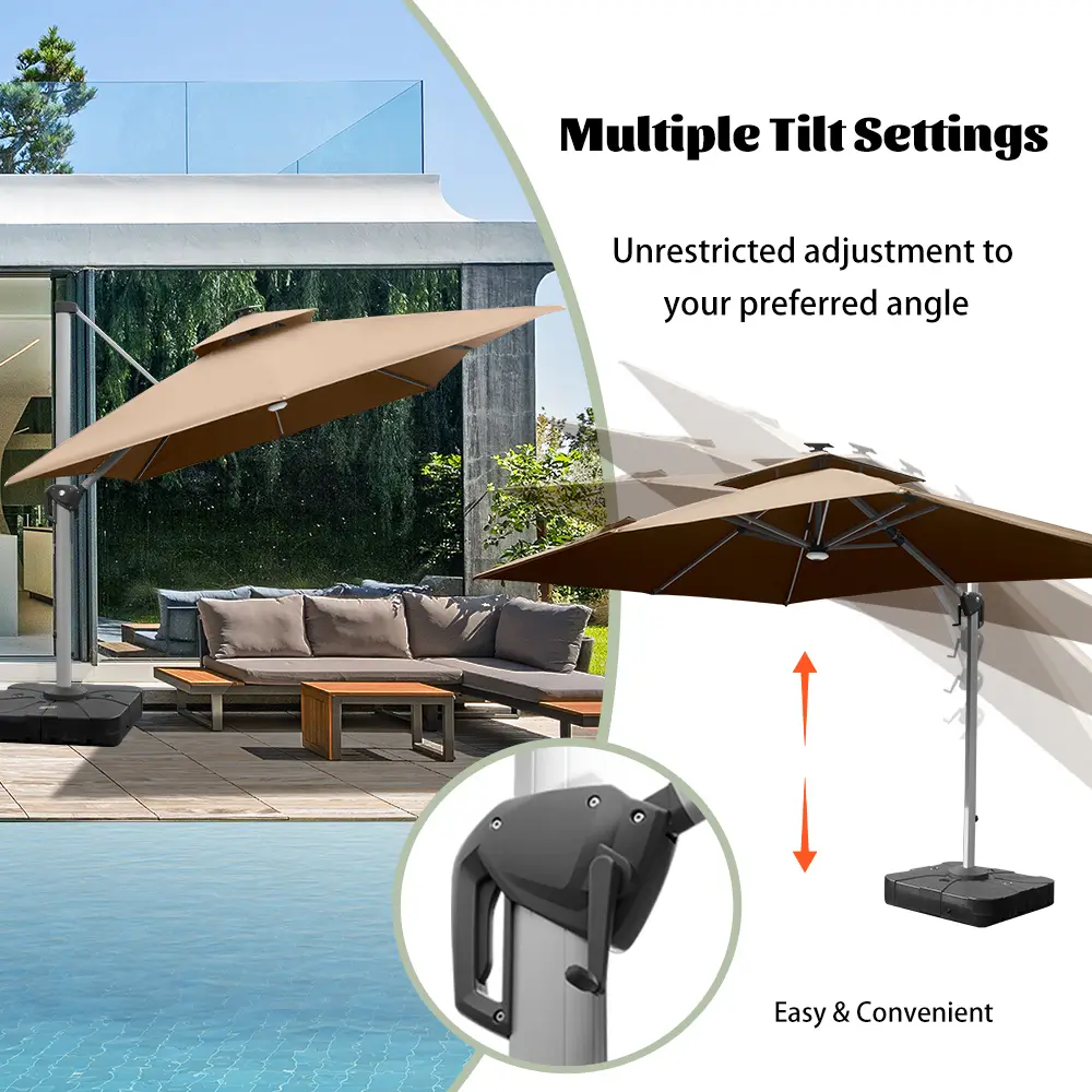Cantilever Umbrella with Solar Lights - Rectangular - Image 7