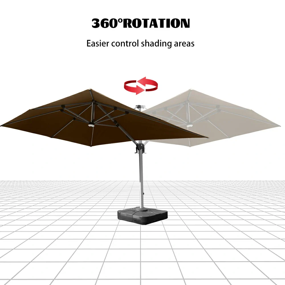 Cantilever Umbrella with Solar Lights - Rectangular - Image 8