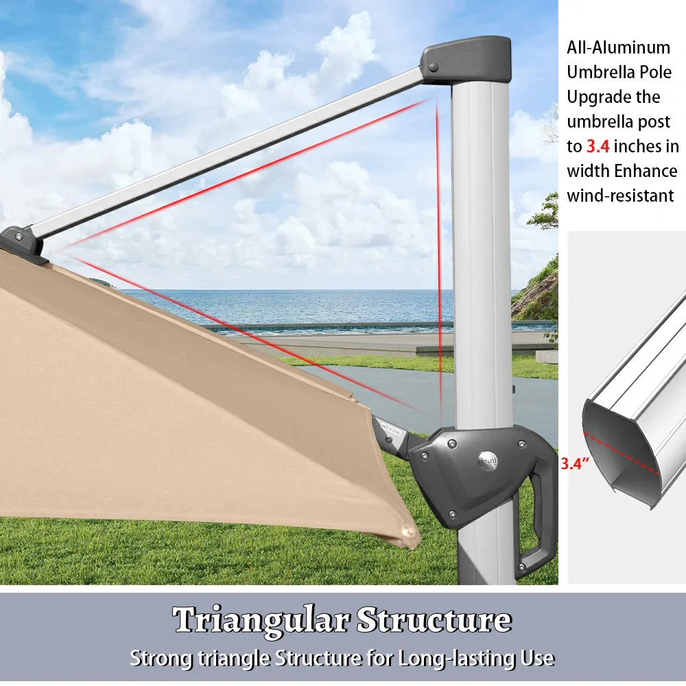 Cantilever Umbrella with Solar Lights - Square - Image 11