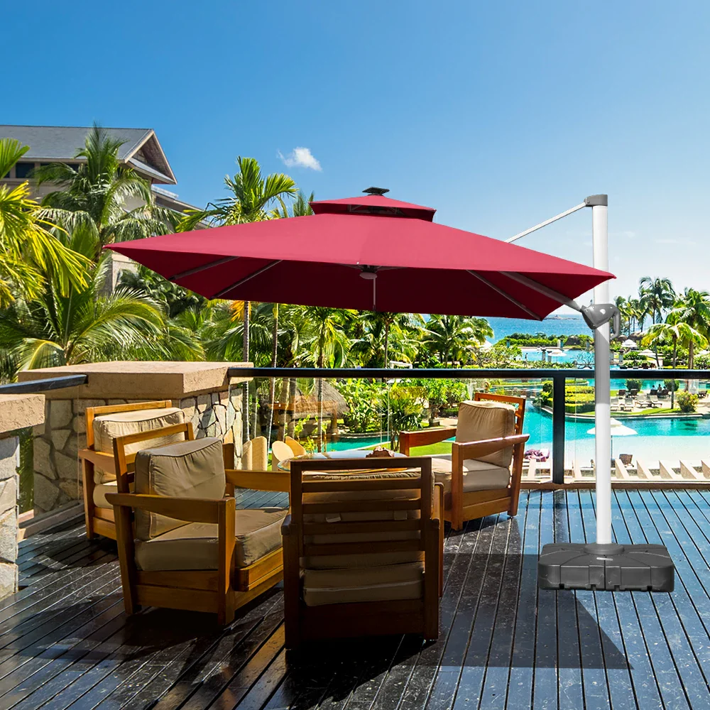 Cantilever Umbrella with Solar Lights - Square - Image 12