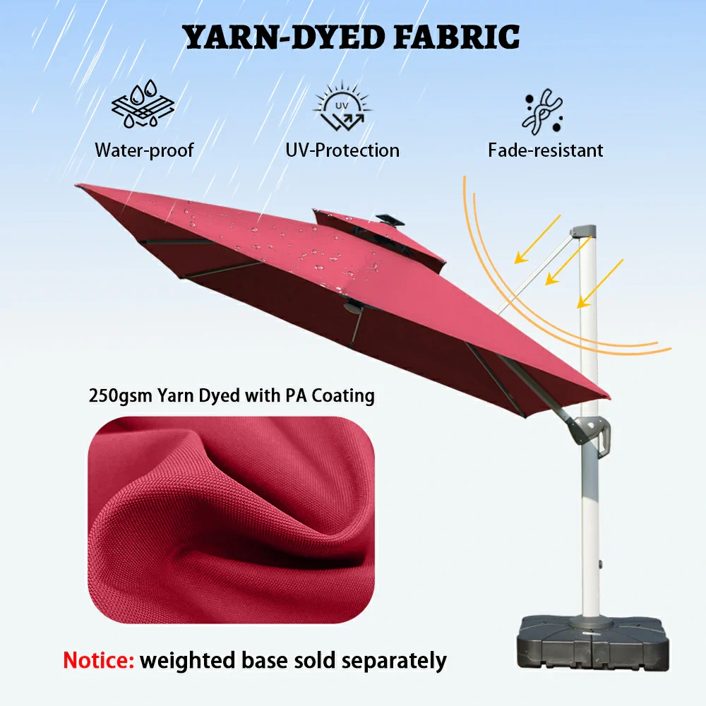 Cantilever Umbrella with Solar Lights - Square - Image 15