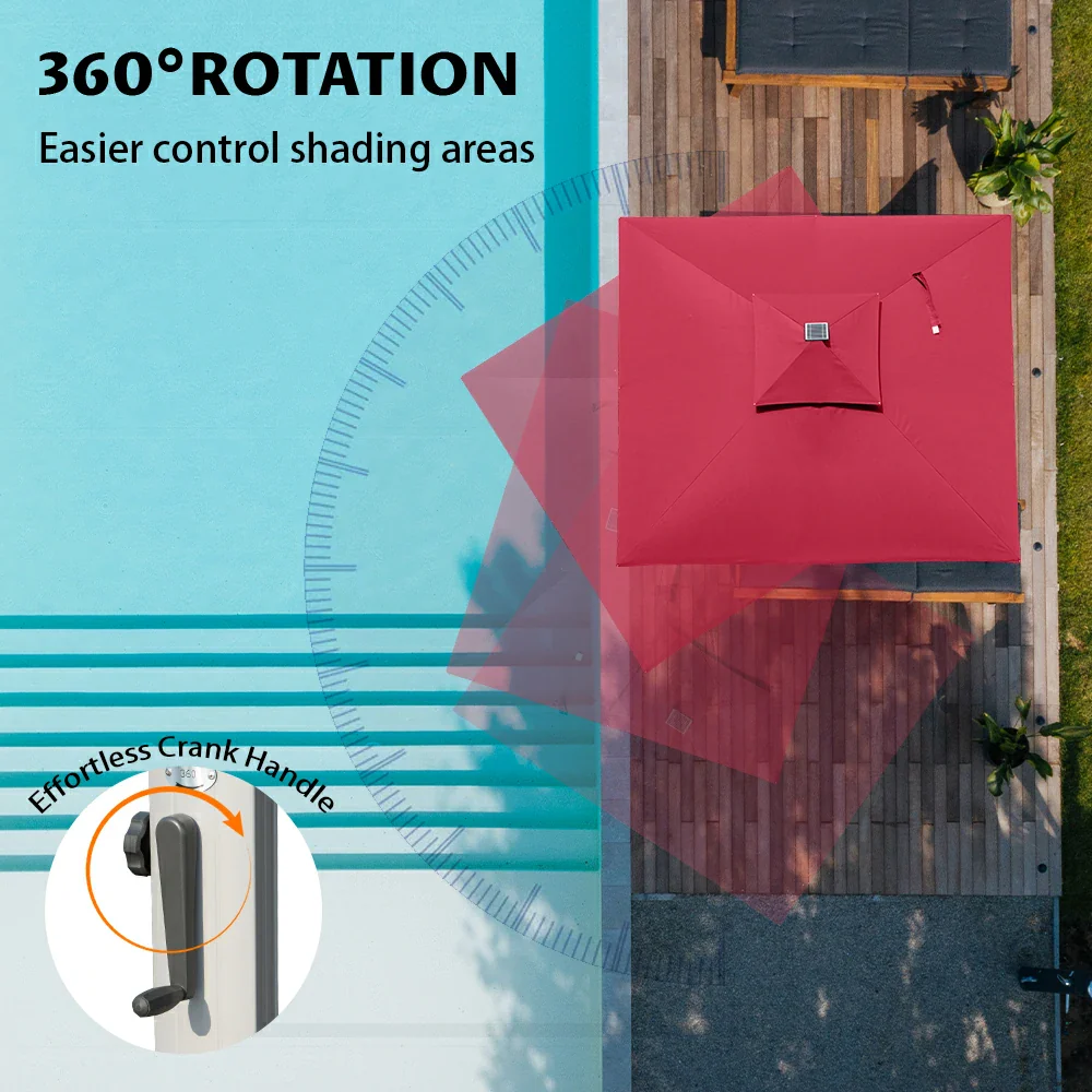 Cantilever Umbrella with Solar Lights - Square - Image 18