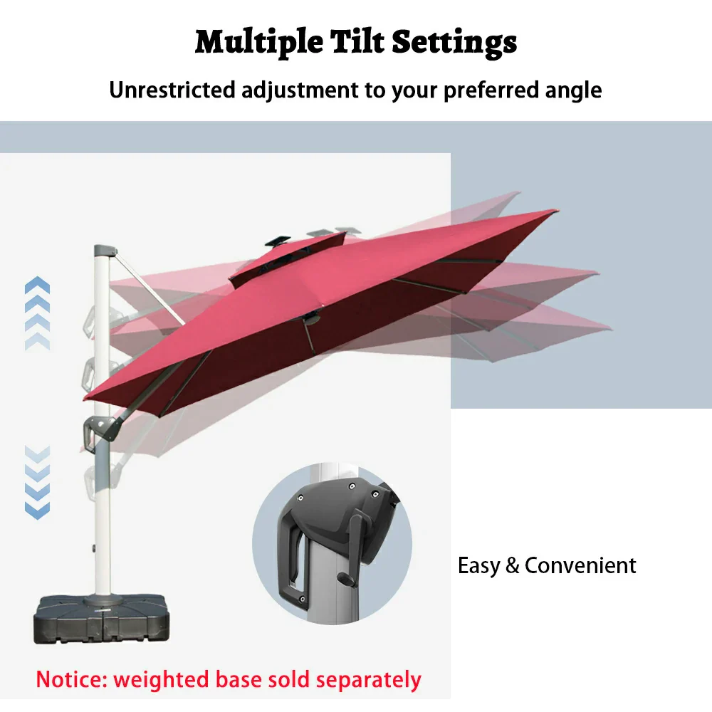 Cantilever Umbrella with Solar Lights - Square - Image 19