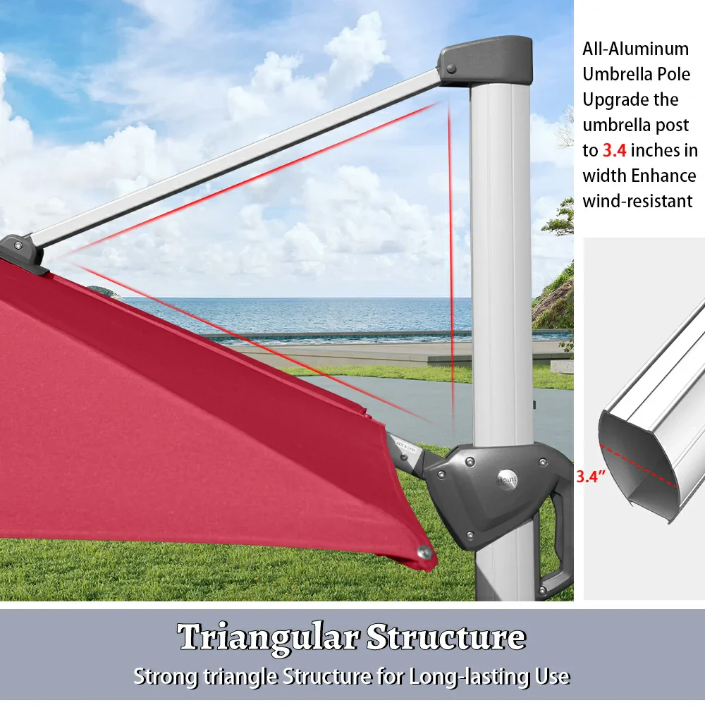 Cantilever Umbrella with Solar Lights - Square - Image 22