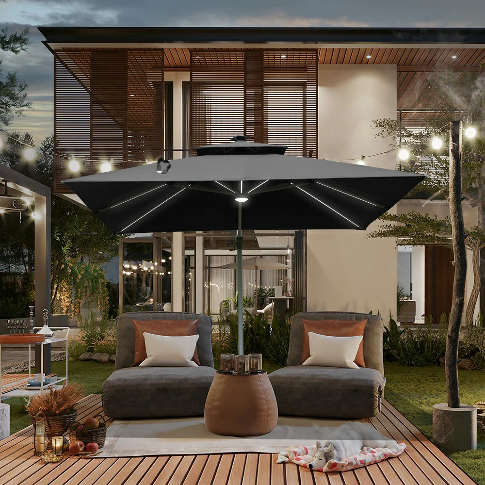Cantilever Umbrella with Solar Lights - Square - Image 23