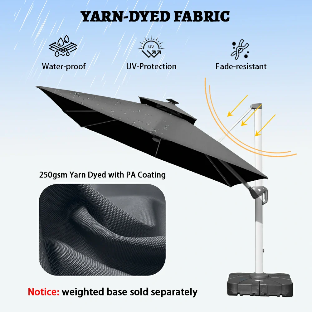 Cantilever Umbrella with Solar Lights - Square - Image 26