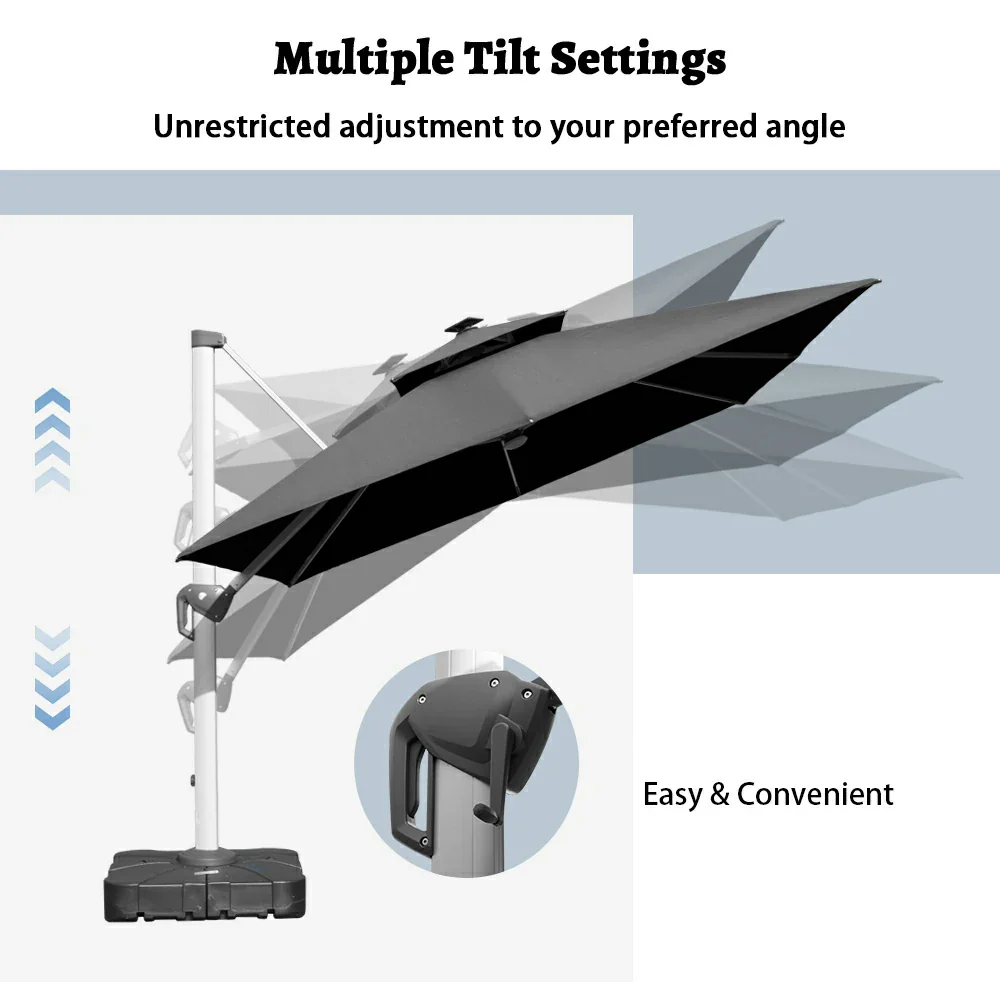 Cantilever Umbrella with Solar Lights - Square - Image 30