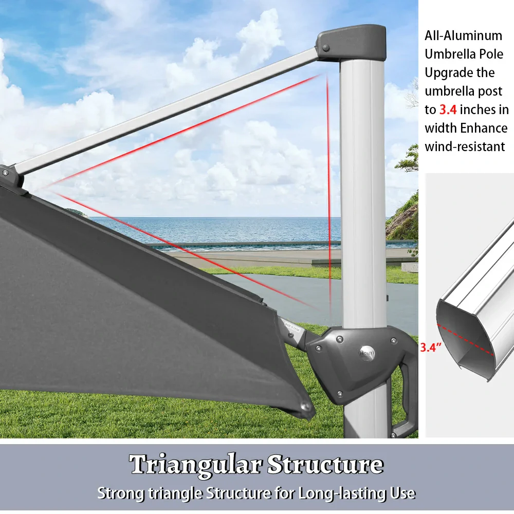 Cantilever Umbrella with Solar Lights - Square - Image 33