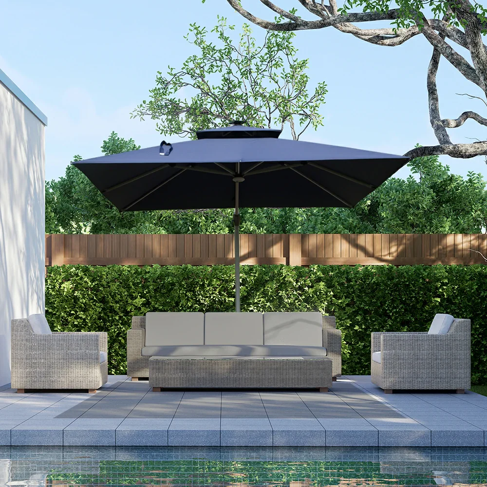 Cantilever Umbrella with Solar Lights - Square - Image 36