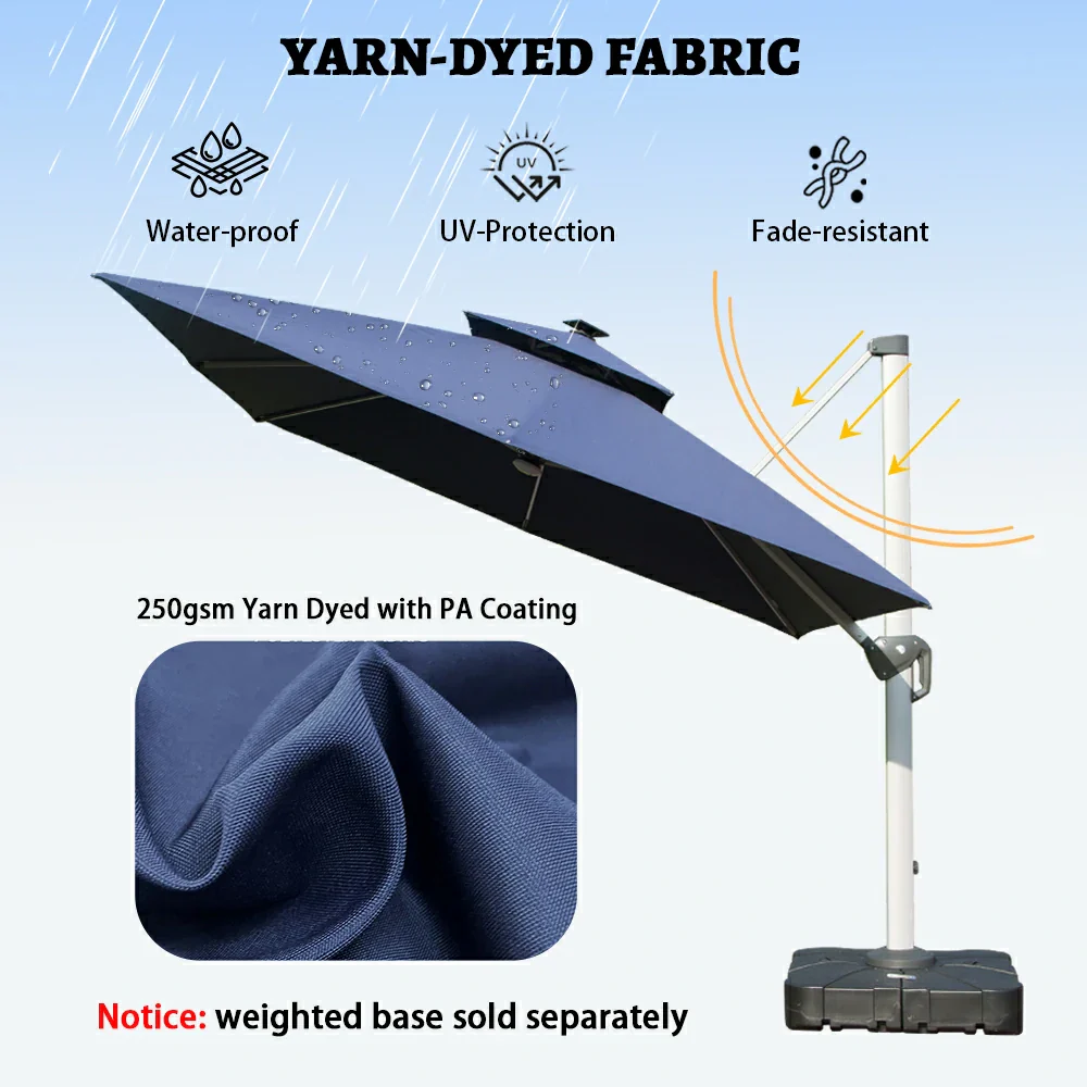Cantilever Umbrella with Solar Lights - Square - Image 38