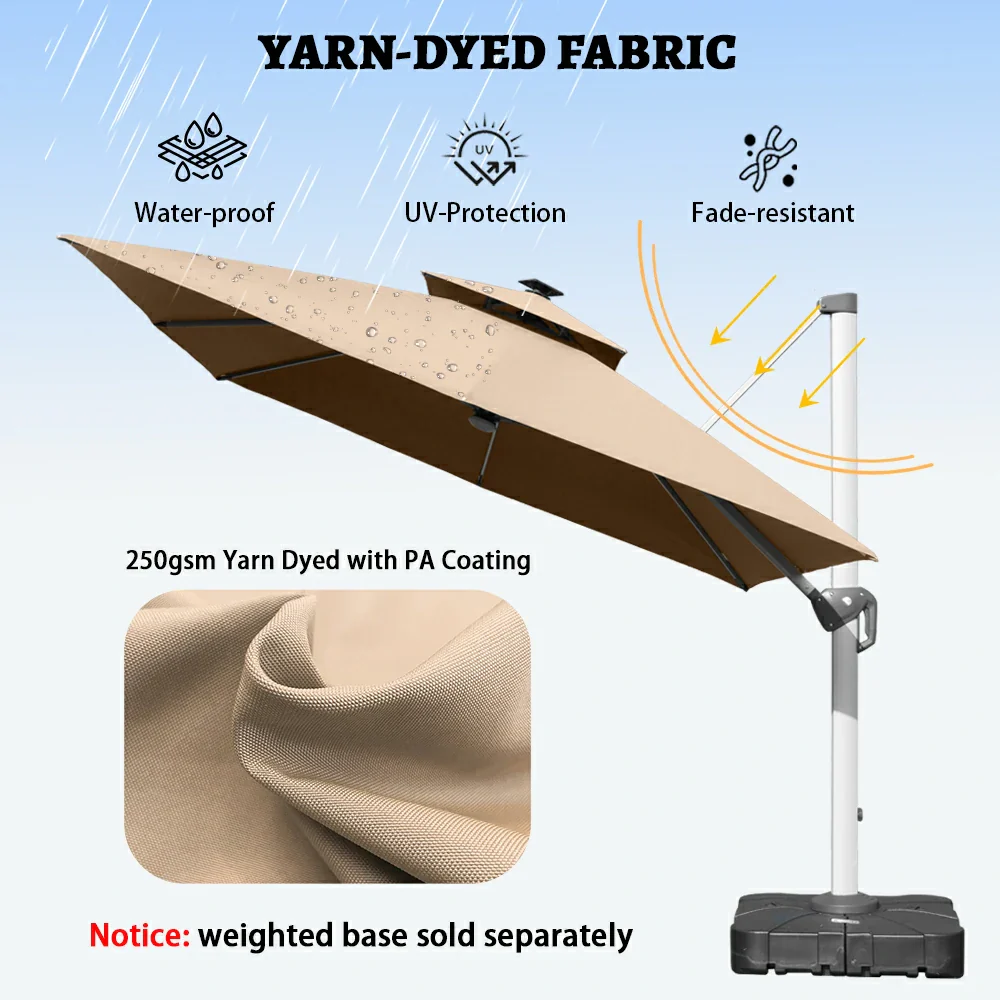 Cantilever Umbrella with Solar Lights - Square - Image 4