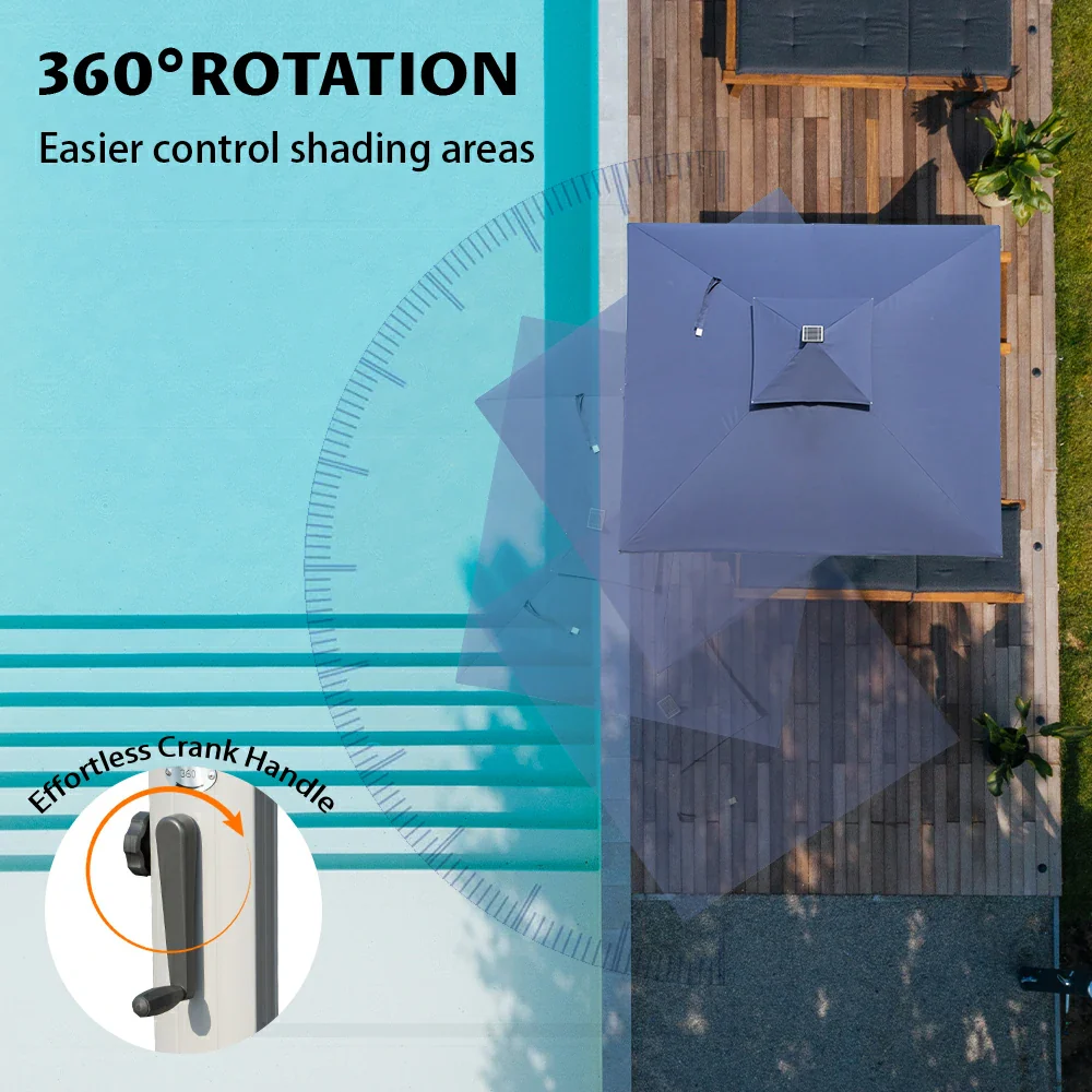 Cantilever Umbrella with Solar Lights - Square - Image 41