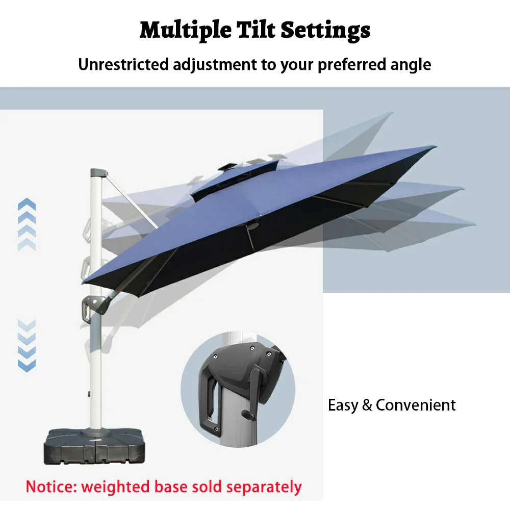 Cantilever Umbrella with Solar Lights - Square - Image 42
