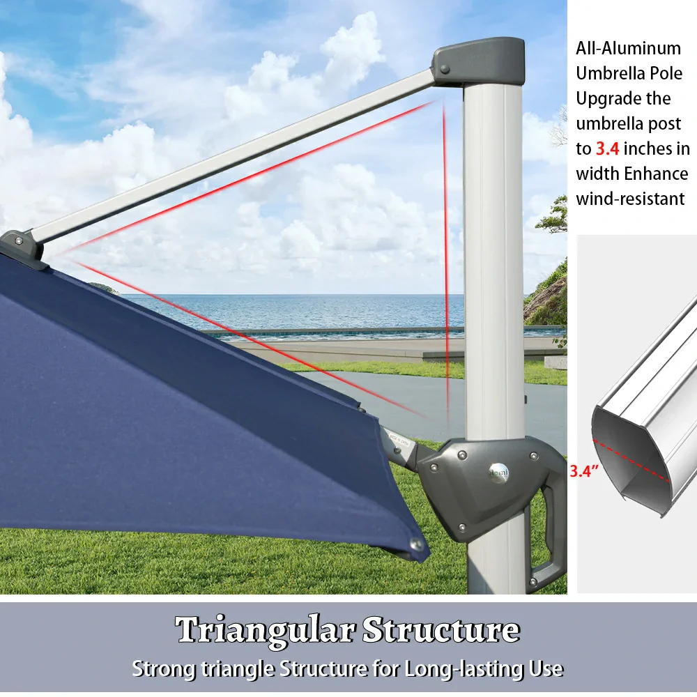 Cantilever Umbrella with Solar Lights - Square - Image 45