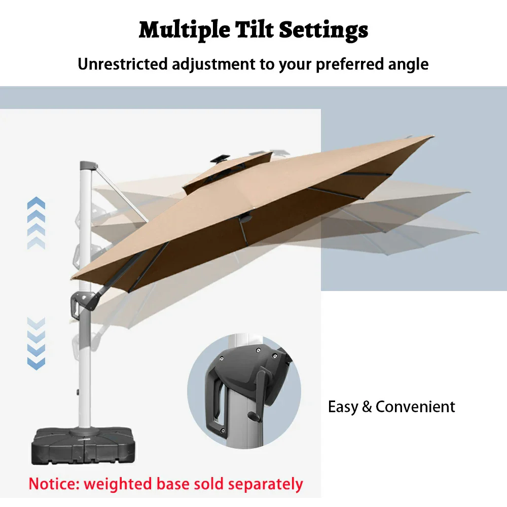 Cantilever Umbrella with Solar Lights - Square - Image 8