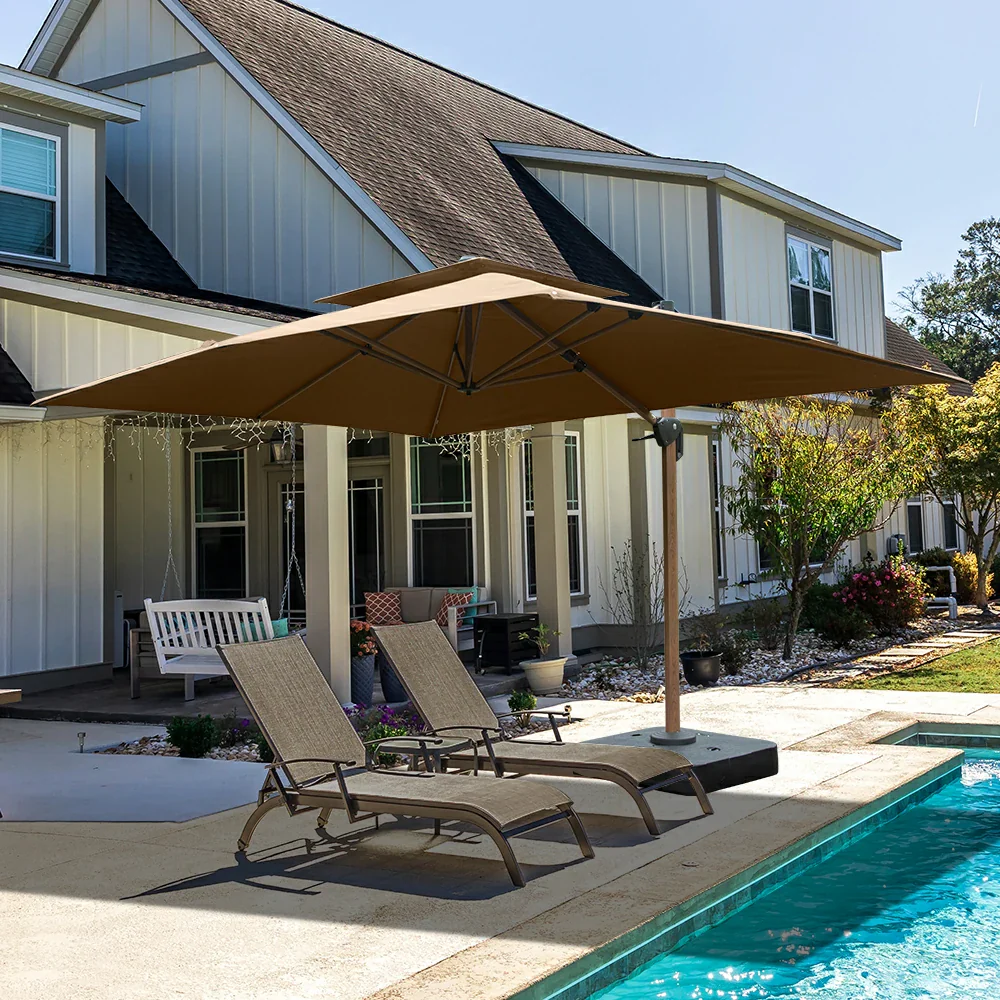 Cantilever Umbrella Wood Grain- Rectangular - Image 10