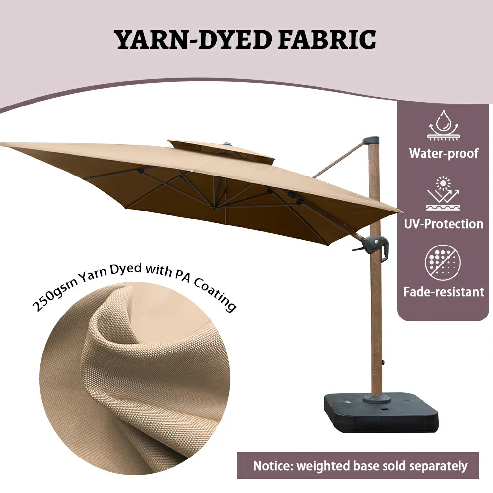 Cantilever Umbrella Wood Grain- Rectangular - Image 12