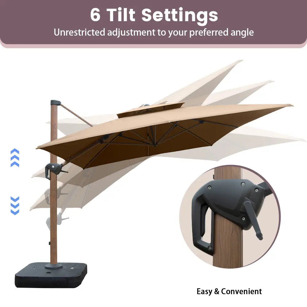 Cantilever Umbrella Wood Grain- Rectangular - Image 14