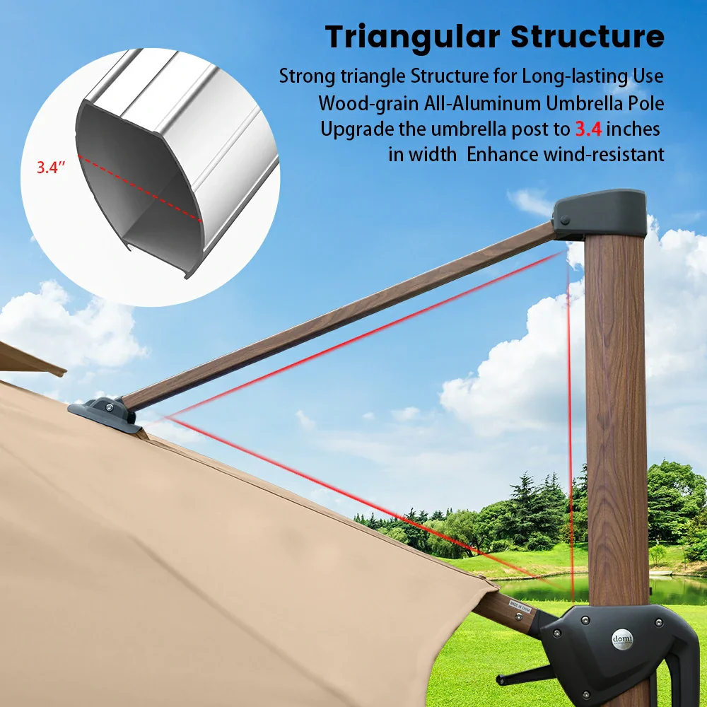 Cantilever Umbrella Wood Grain- Rectangular - Image 17