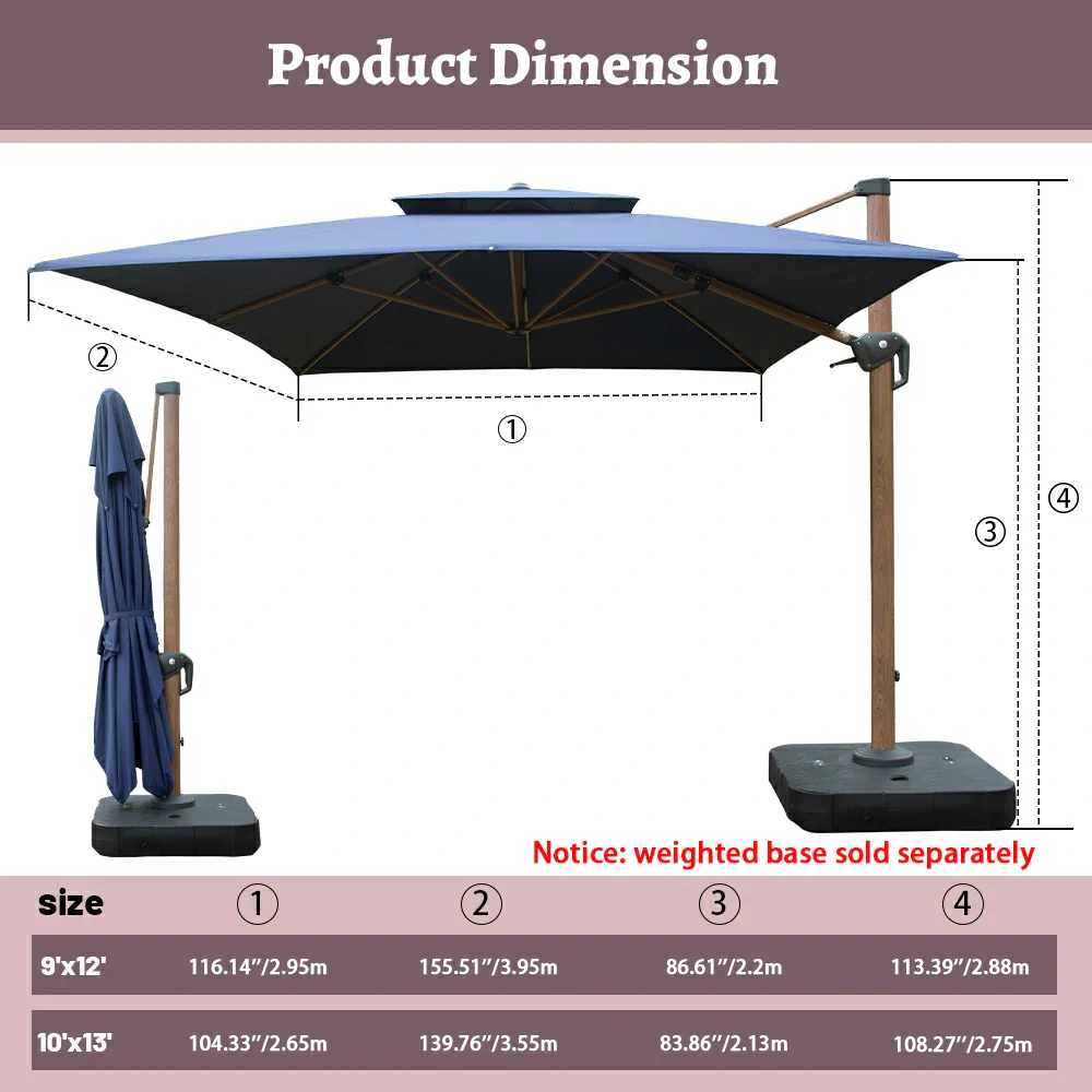Cantilever Umbrella Wood Grain- Rectangular - Image 20