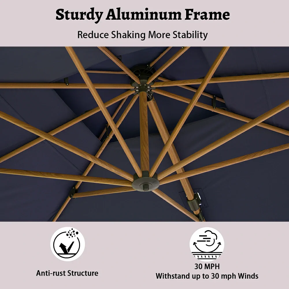 Cantilever Umbrella Wood Grain- Rectangular - Image 22