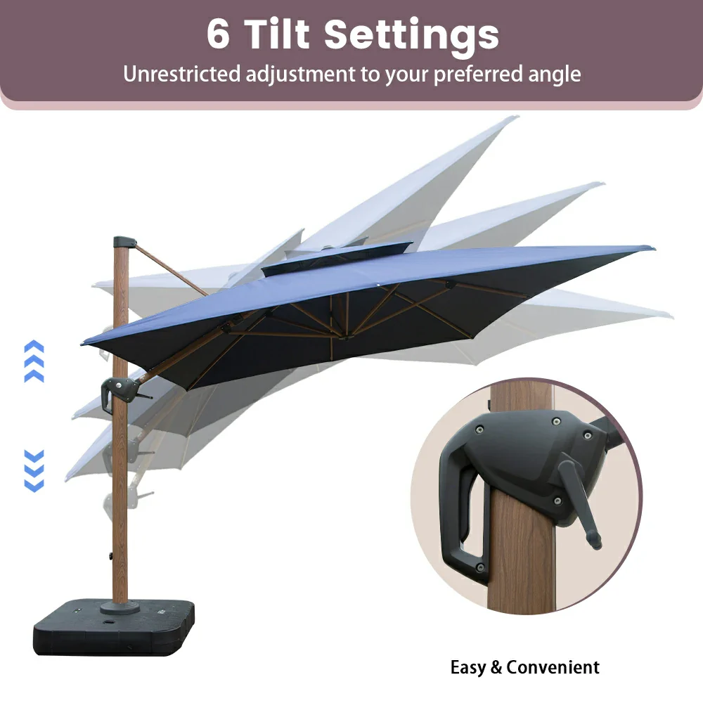 Cantilever Umbrella Wood Grain- Rectangular - Image 24