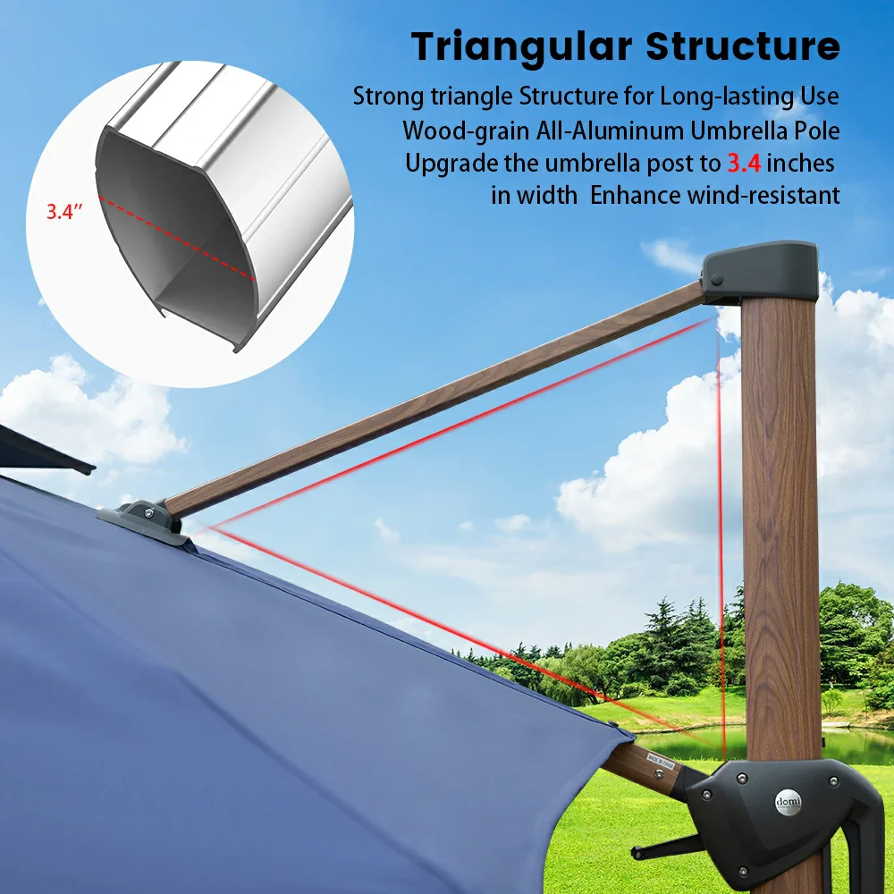 Cantilever Umbrella Wood Grain- Rectangular - Image 26