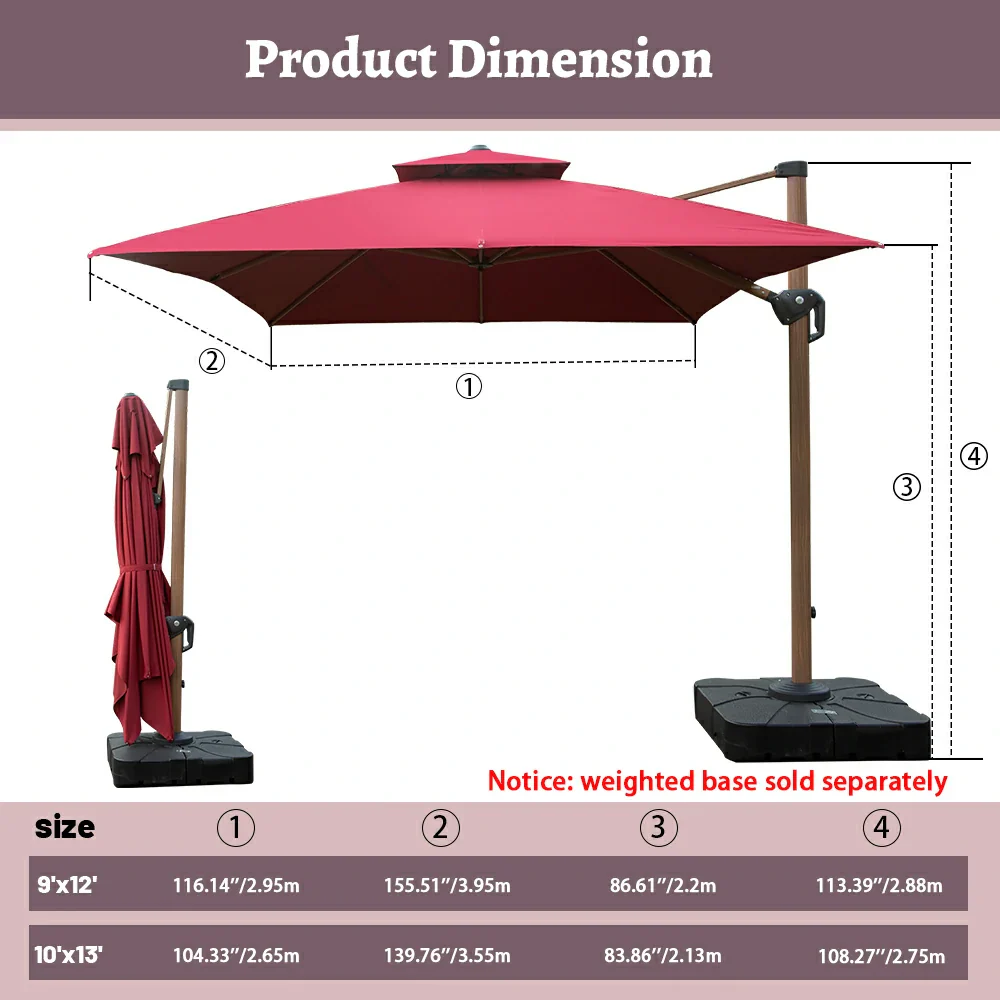 Cantilever Umbrella Wood Grain- Rectangular - Image 29