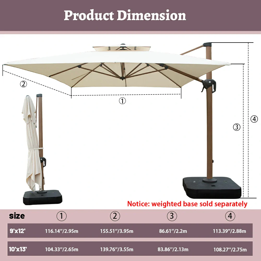 Cantilever Umbrella Wood Grain- Rectangular - Image 3