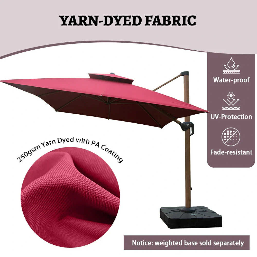 Cantilever Umbrella Wood Grain- Rectangular - Image 30