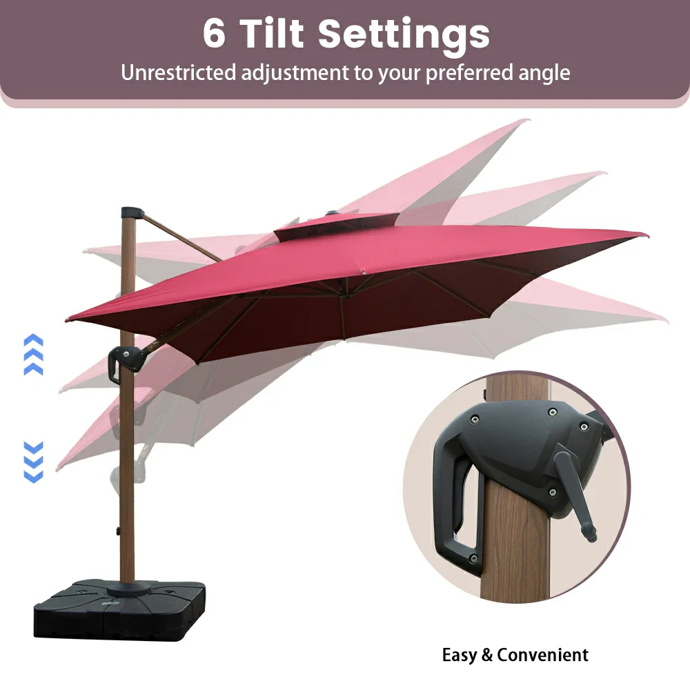Cantilever Umbrella Wood Grain- Rectangular - Image 33