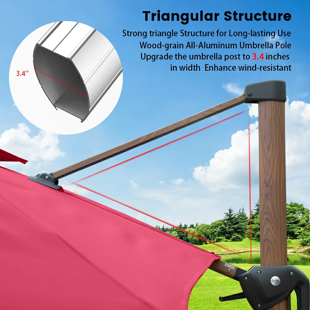 Cantilever Umbrella Wood Grain- Rectangular - Image 35