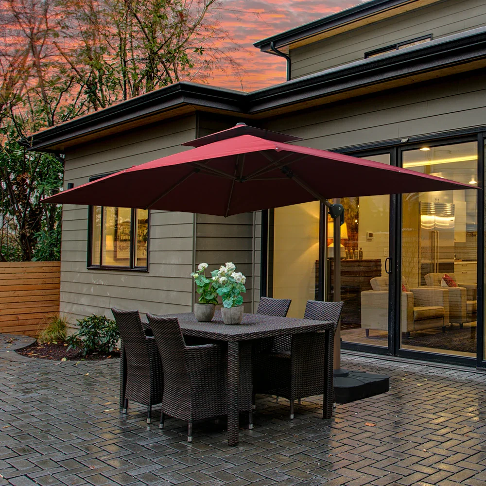 Cantilever Umbrella Wood Grain- Rectangular - Image 36