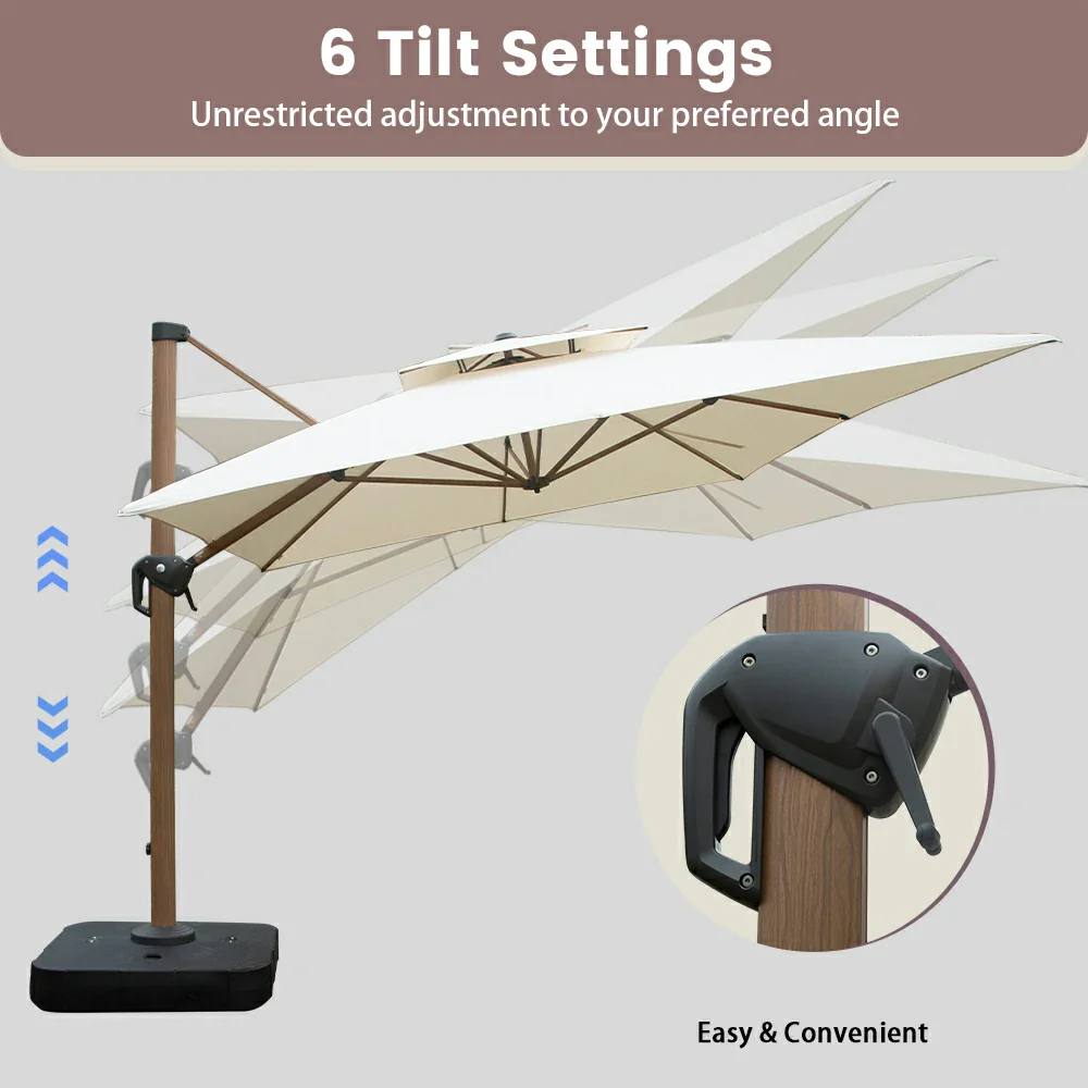 Cantilever Umbrella Wood Grain- Rectangular - Image 7